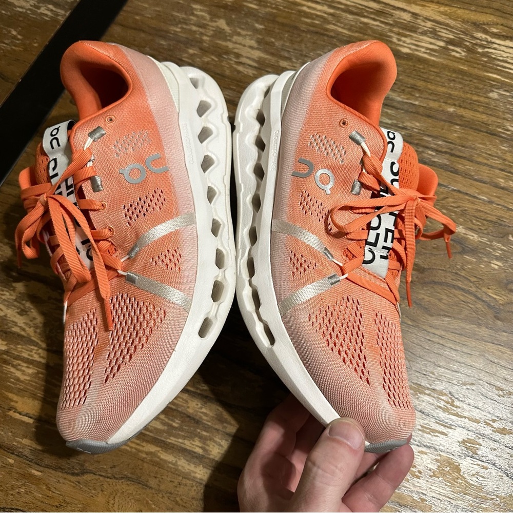 On Running Men’s Orange and White Cloud Surfer Shoes 11.5 - Picture 3 of 7